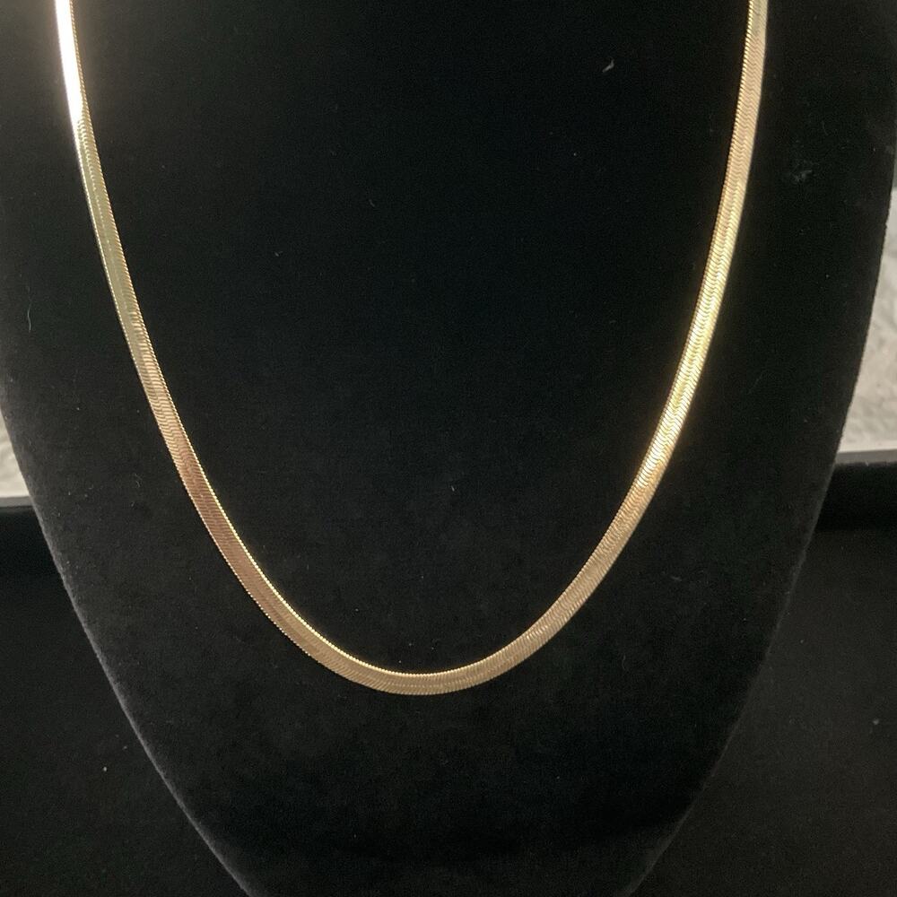 NEW 16in 14k/ Sterling Silver 4mm Solid HERRINGBONE Necklace